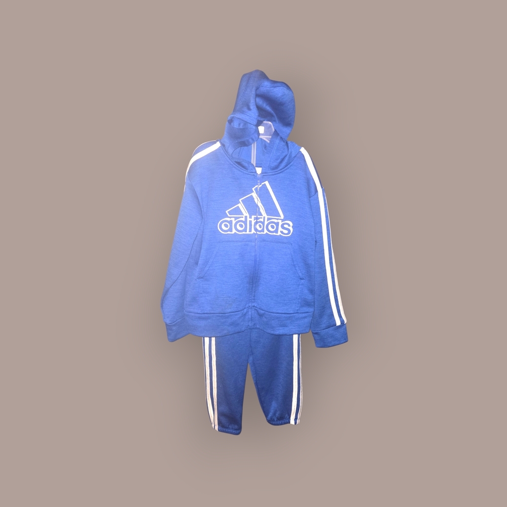 adidas Royal Blue Hoodie and Joggers Set with White Stripes